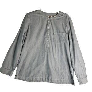 Levi's Popover Railroad Stripe Long Sleeve Tunic Top Cotton Preppy Casual Fall L